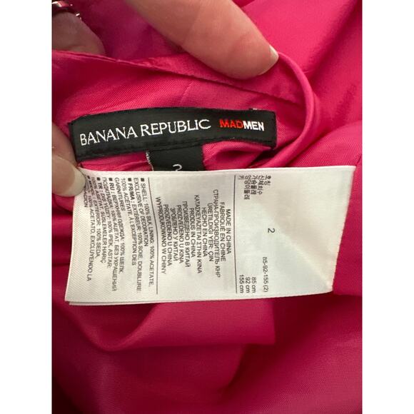 Banana Republic Mad Men Barbie Pink Silk Sleeveless Dress Taffeta size 2 - Picture 11 of 12